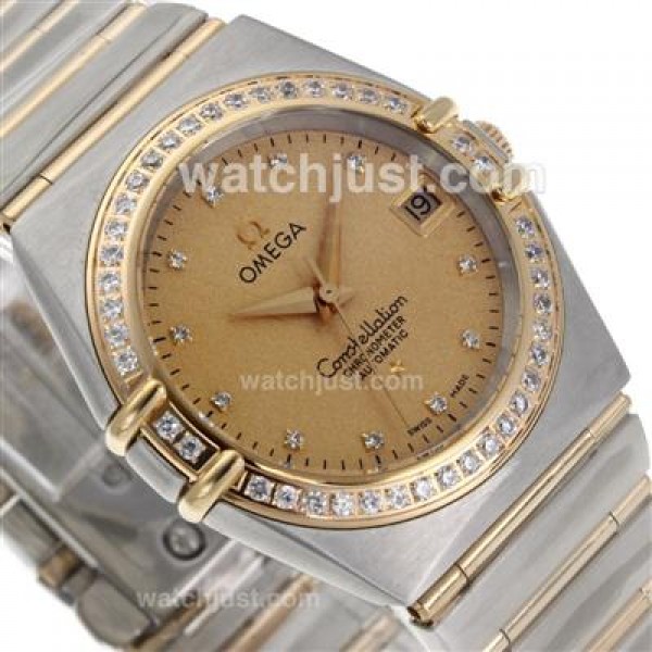 AAA Cheap UK Omega Constellation Automatic Replica Watch With Champagne Dial For Women