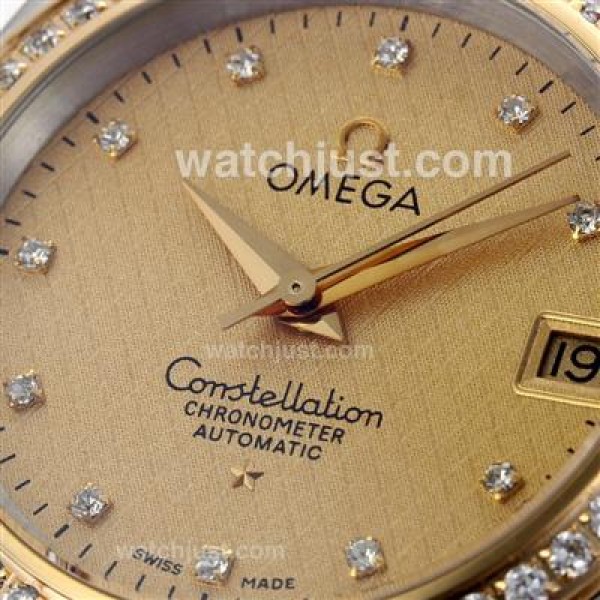 AAA Cheap UK Omega Constellation Automatic Replica Watch With Champagne Dial For Women