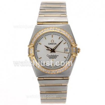 Perfect UK Omega Constellation Automatic Replica Watch With White Dial For Women