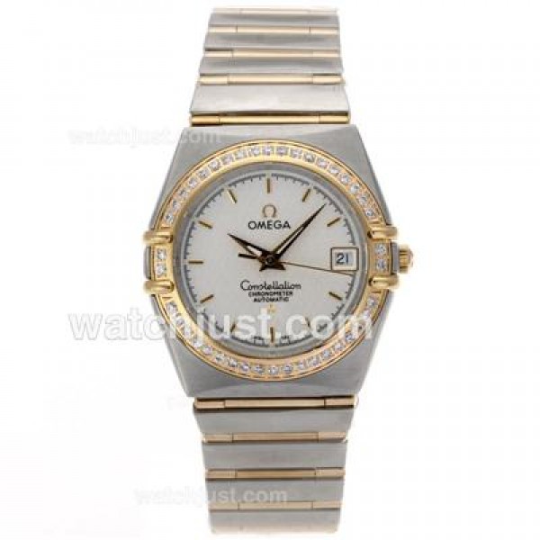 Perfect UK Omega Constellation Automatic Replica Watch With White Dial For Women