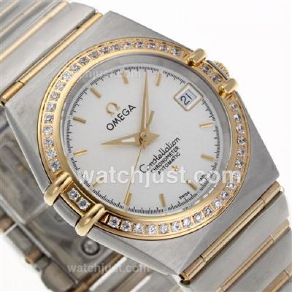 Perfect UK Omega Constellation Automatic Replica Watches With White Dials For Women