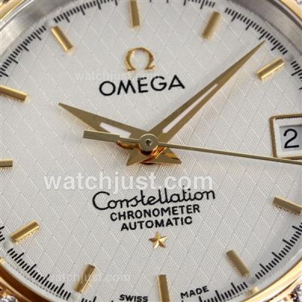 Perfect UK Omega Constellation Automatic Replica Watches With White Dials For Women