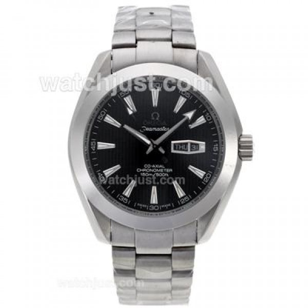 Best UK Sale Omega Seamaster Automatic Fake Watch With Black Dial For Men