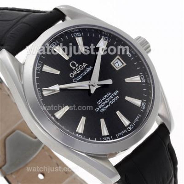 Perfect UK Sale Omega Seamaster Automatic Fake Watch With Black Dial For Men