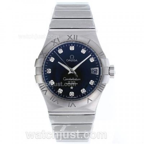 Best UK Omega Constellation Automatic Replica Watches With Blue Dials For Men