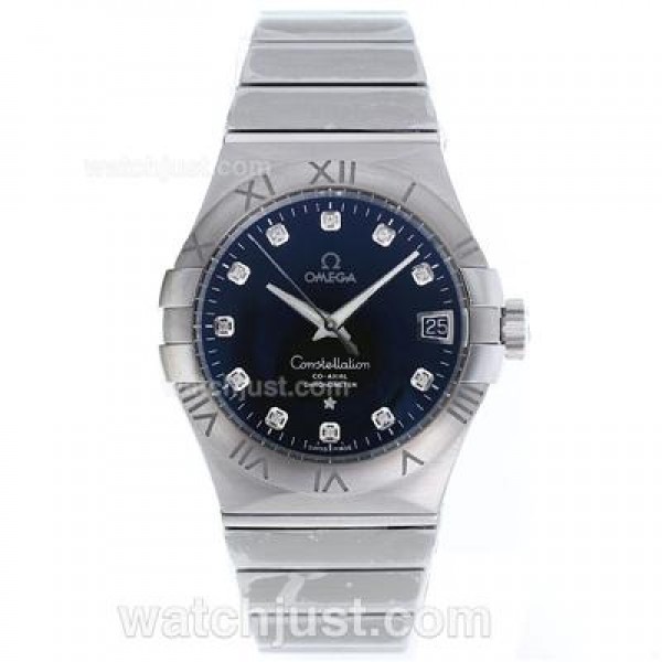 Best UK Omega Constellation Automatic Replica Watch With Blue Dial For Men