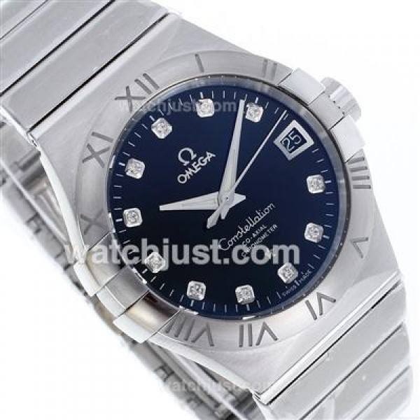 Best UK Omega Constellation Automatic Replica Watches With Blue Dials For Men