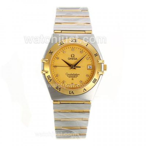 Best UK Sale Omega Constellation Automatic Fake Watch With Champagne Dial For Men