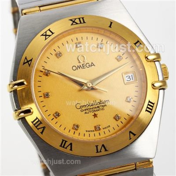 Best UK Sale Omega Constellation Automatic Fake Watch With Champagne Dial For Men