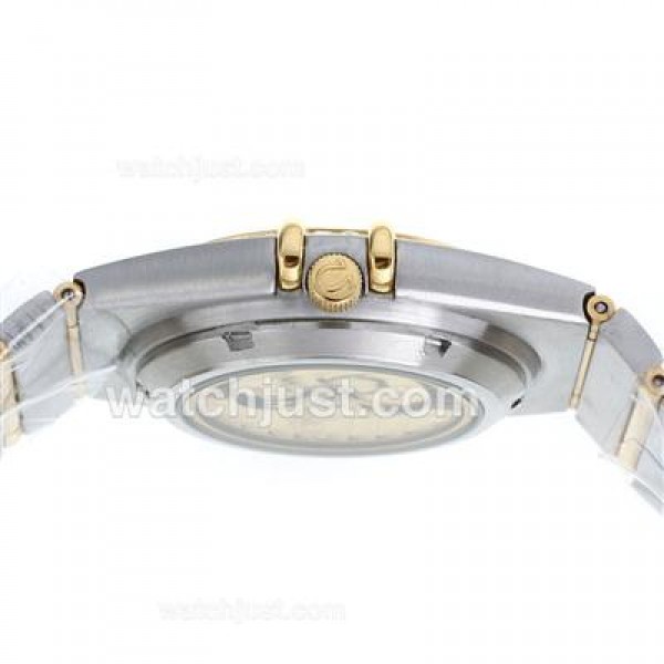 1:1 Best UK Omega Constellation Quartz Fake Watch With Champagne Dial For Women