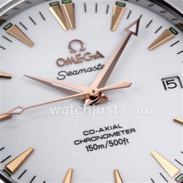Good Quality UK Sale Omega Seamaster Automatic Replica Watch With White Dial For Men