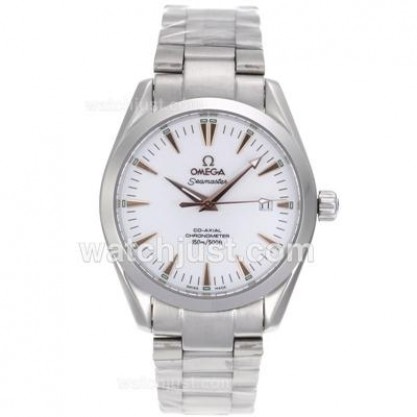 Waterproof UK Sale Omega Seamaster Automatic Fake Watch With White Dial For Men