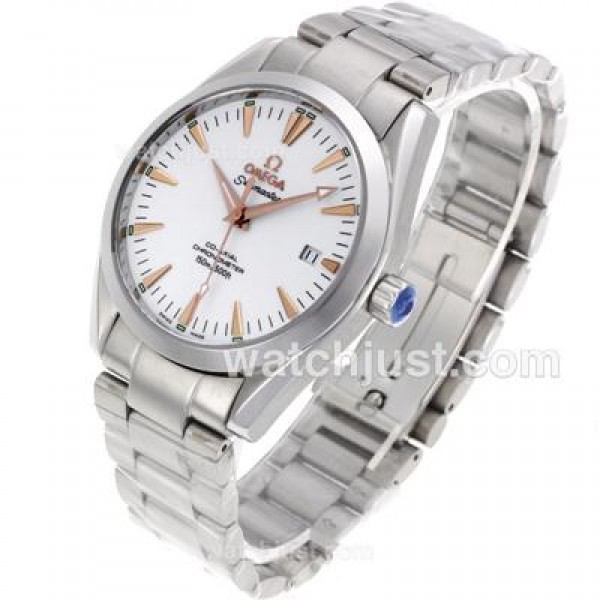 Waterproof UK Sale Omega Seamaster Automatic Fake Watch With White Dial For Men