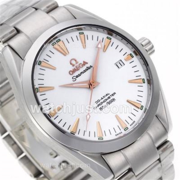 Waterproof UK Sale Omega Seamaster Automatic Fake Watch With White Dial For Men