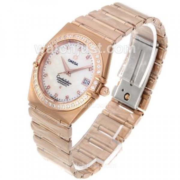 Perfect UK Omega Constellation Quartz Fake Watch With White Dial For Women