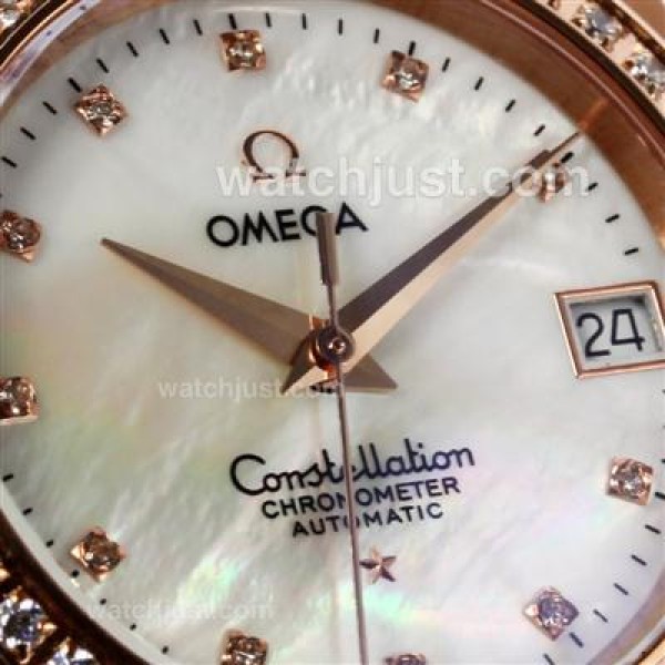Perfect UK Omega Constellation Quartz Fake Watch With White Dial For Women