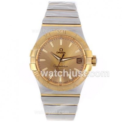 Cheap UK Omega Constellation Automatic Fake Watches With Champagne Dials For Women