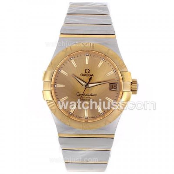 Cheap UK Omega Constellation Automatic Fake Watches With Champagne Dials For Women