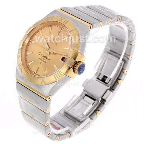 Cheap UK Omega Constellation Automatic Fake Watches With Champagne Dials For Women