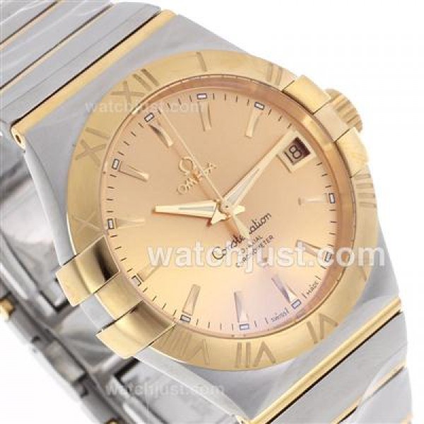 Cheap UK Omega Constellation Automatic Fake Watches With Champagne Dials For Women