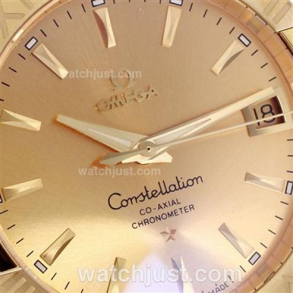 Cheap UK Omega Constellation Automatic Fake Watches With Champagne Dials For Women