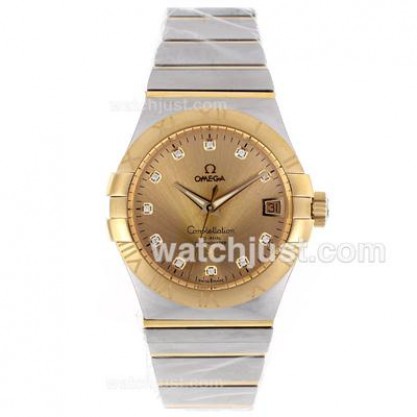 Perfect UK Omega Constellation Automatic Replica Watches With Champagne Dials For Women