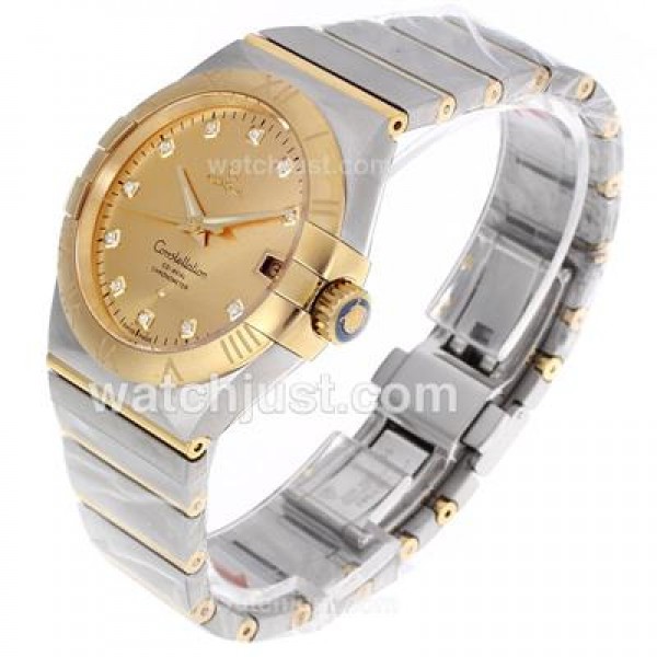 Perfect UK Omega Constellation Automatic Replica Watches With Champagne Dials For Women