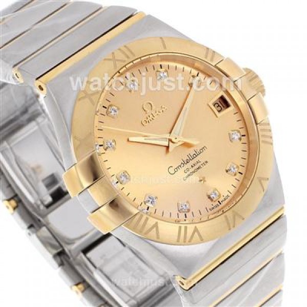 Perfect UK Omega Constellation Automatic Replica Watches With Champagne Dials For Women