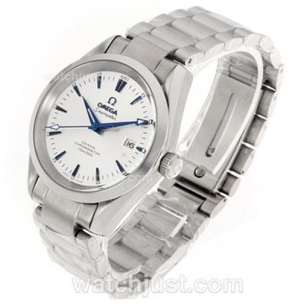 AAA Perfect UK Sale Omega Seamaster Automatic Replica Watch With White Dial For Men
