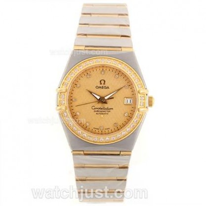 Swiss UK Omega Constellation Automatic Replica Watch With Champagne Dial For Women