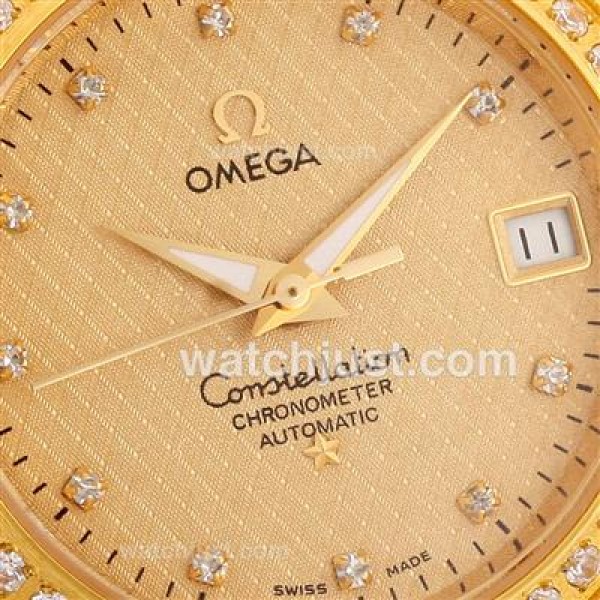 Swiss UK Omega Constellation Automatic Replica Watch With Champagne Dial For Women