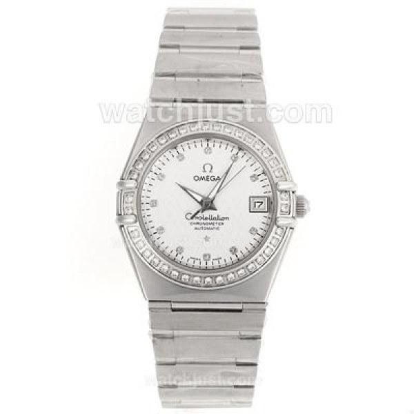 Best UK Sale Omega Constellation Automatic Fake Watch With White Dial For Women
