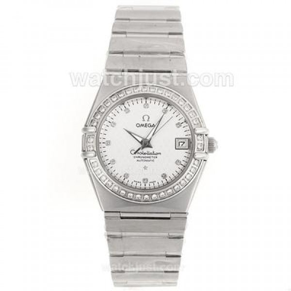 Best UK Sale Omega Constellation Automatic Fake Watch With White Dial For Women