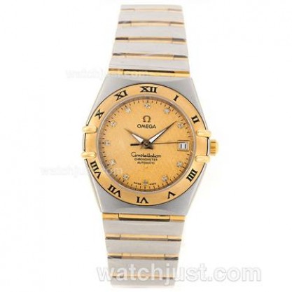 Swiss Made UK Sale Omega Constellation Quartz Replica Watch With Champagne Dial For Women