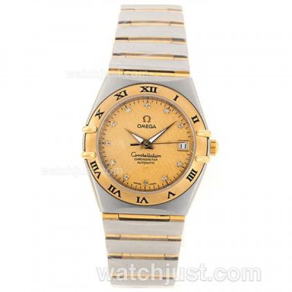 Swiss Made UK Sale Omega Constellation Quartz Replica Watch With Champagne Dial For Women