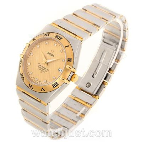 Swiss Made UK Sale Omega Constellation Quartz Replica Watch With Champagne Dial For Women