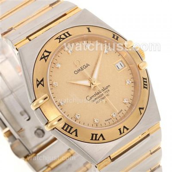 Swiss Made UK Sale Omega Constellation Quartz Replica Watch With Champagne Dial For Women