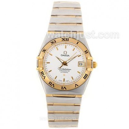 Best UK Omega Constellation Automatic Fake Watch With White Dial For Men