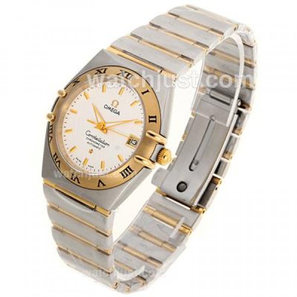 Best UK Omega Constellation Automatic Fake Watch With White Dial For Men