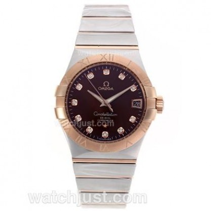 Best UK Omega Constellation Automatic Fake Watch With Black Dial For Women