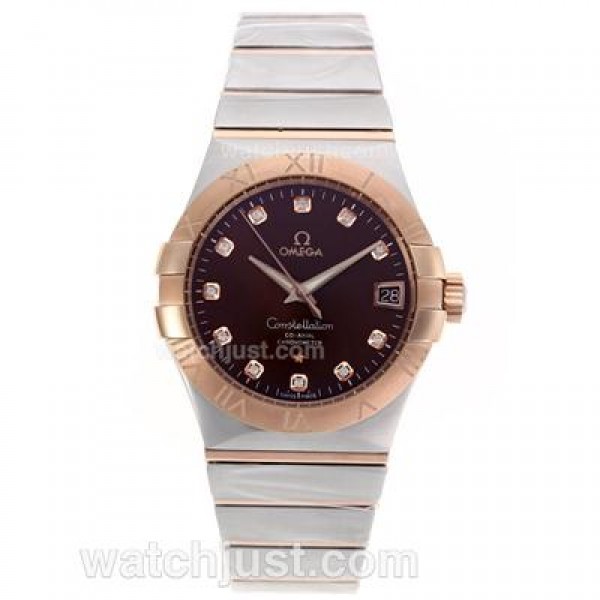 Best UK Omega Constellation Automatic Fake Watch With Black Dial For Women