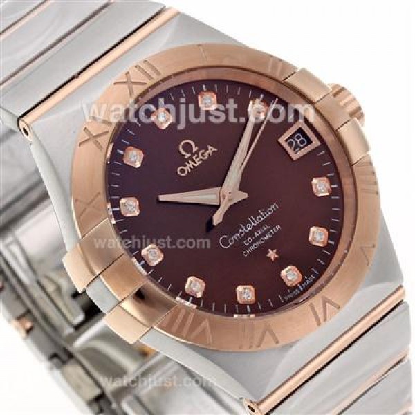 Best UK Omega Constellation Automatic Fake Watch With Black Dial For Women