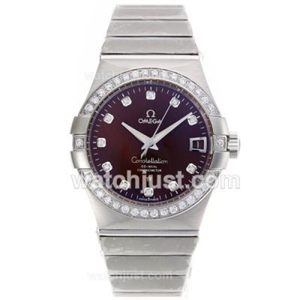 Perfect UK Omega Constellation Automatic Replica Watch With Purple Dial For Men