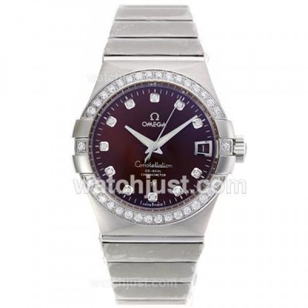 Perfect UK Omega Constellation Automatic Replica Watches With Purple Dials For Men