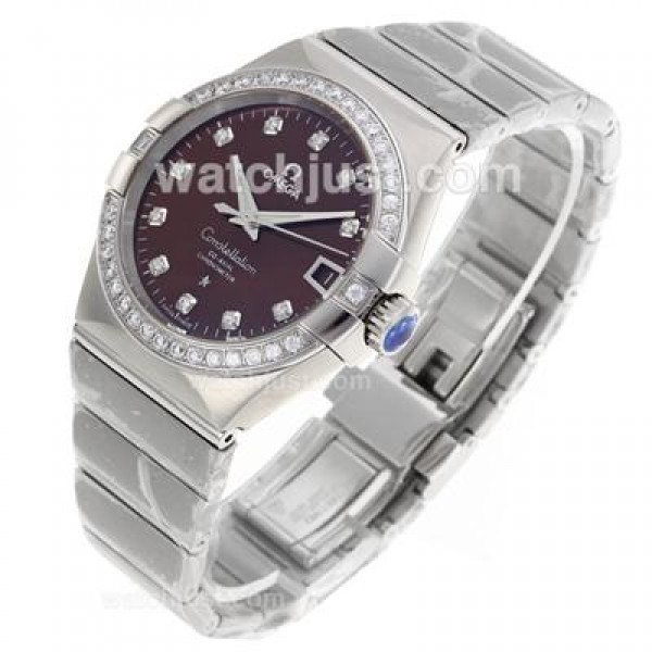 Perfect UK Omega Constellation Automatic Replica Watches With Purple Dials For Men