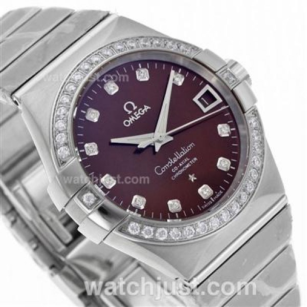 Perfect UK Omega Constellation Automatic Replica Watches With Purple Dials For Men