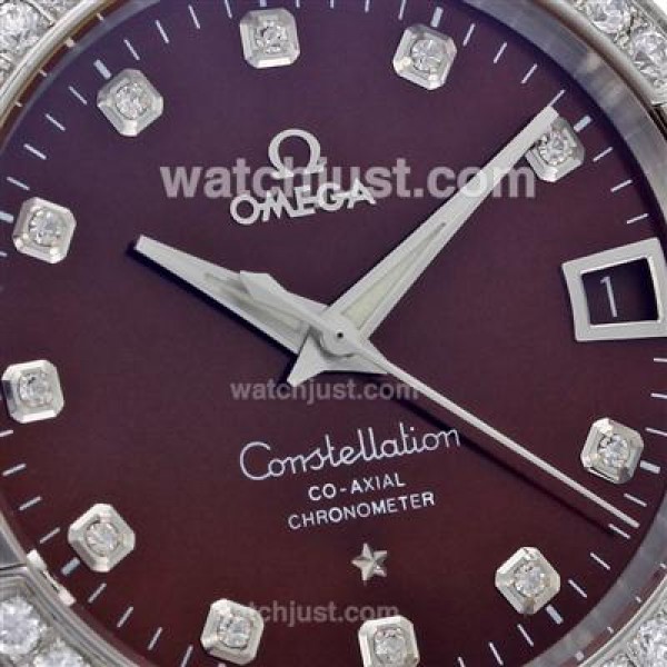 Perfect UK Omega Constellation Automatic Replica Watches With Purple Dials For Men