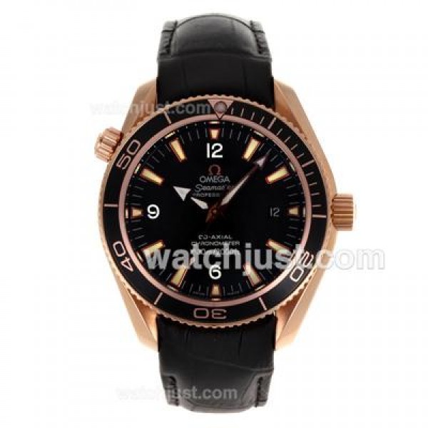 Quality UK Sale Omega Seamaster Automatic Replica Watches With Black Dials For Men