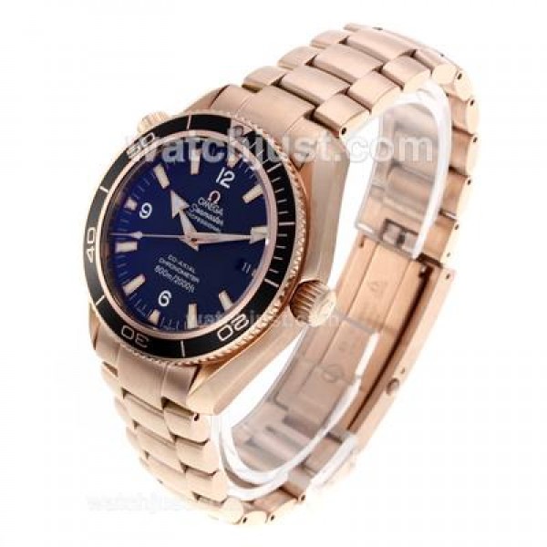 Swiss UK Sale Omega Seamaster Automatic Fake Watches With Black Dials For Men