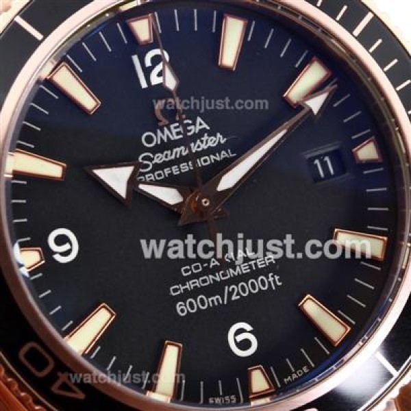 Swiss UK Sale Omega Seamaster Automatic Fake Watch With Black Dial For Men